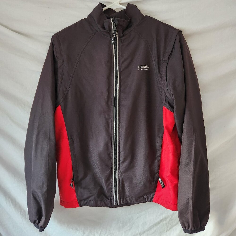 Running Room FitWear Men’s Jacket/Vest – Size Small – Black & Red – Reflective